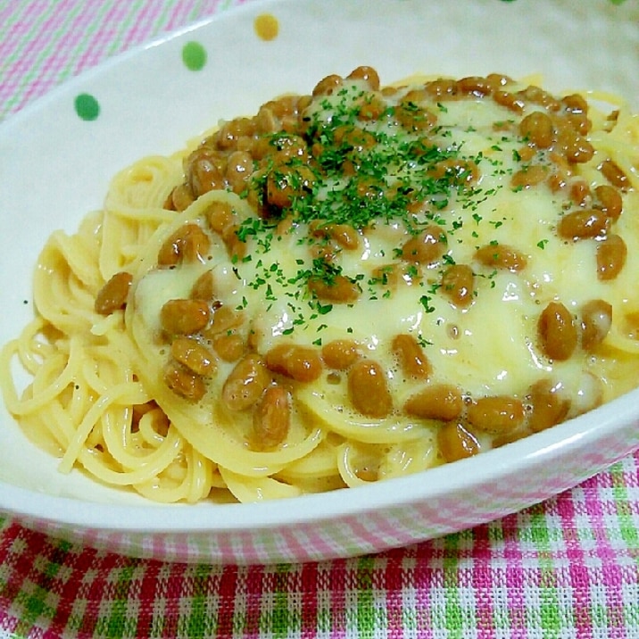 和風カルボナーラ?☆納豆チーズパスタ